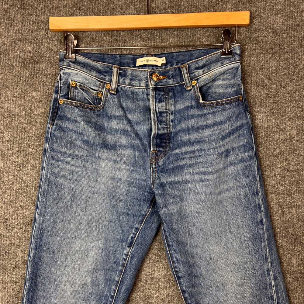 Tory Burch Button fly High Rise Straight Leg‎ Jeans Medium Wash Size 26 - Picture 3 of 11